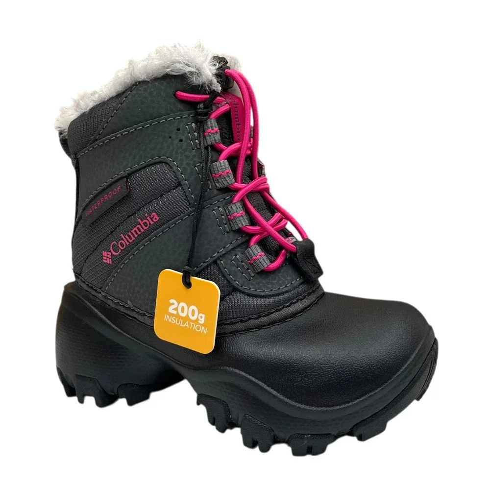 Columbia Rope Tow III Toddler Girls Waterproof Snow Boots Size 8 Pink Gray Black